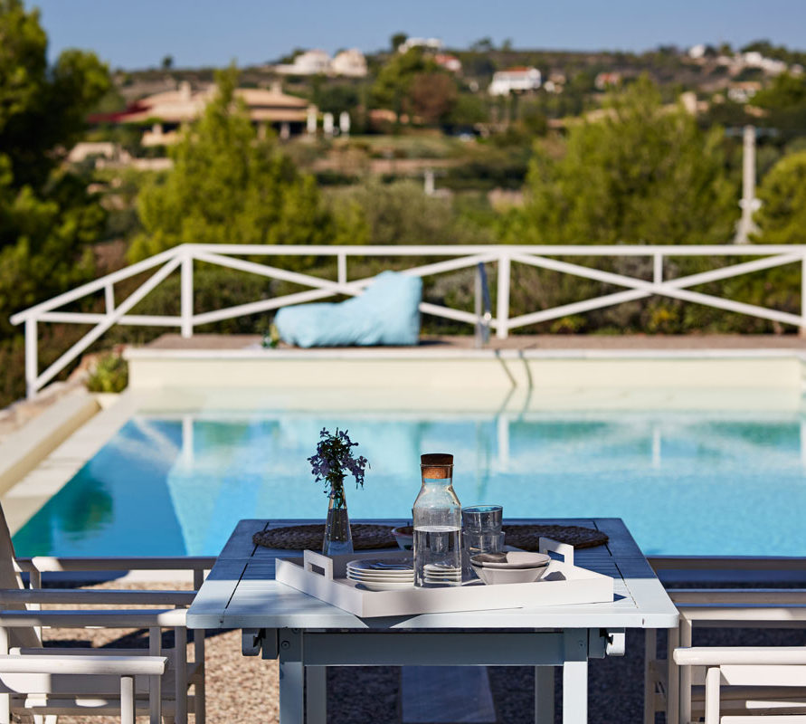 Coffee or breakfast at swimming pool of Luxury Villa Irini at Porto Heli